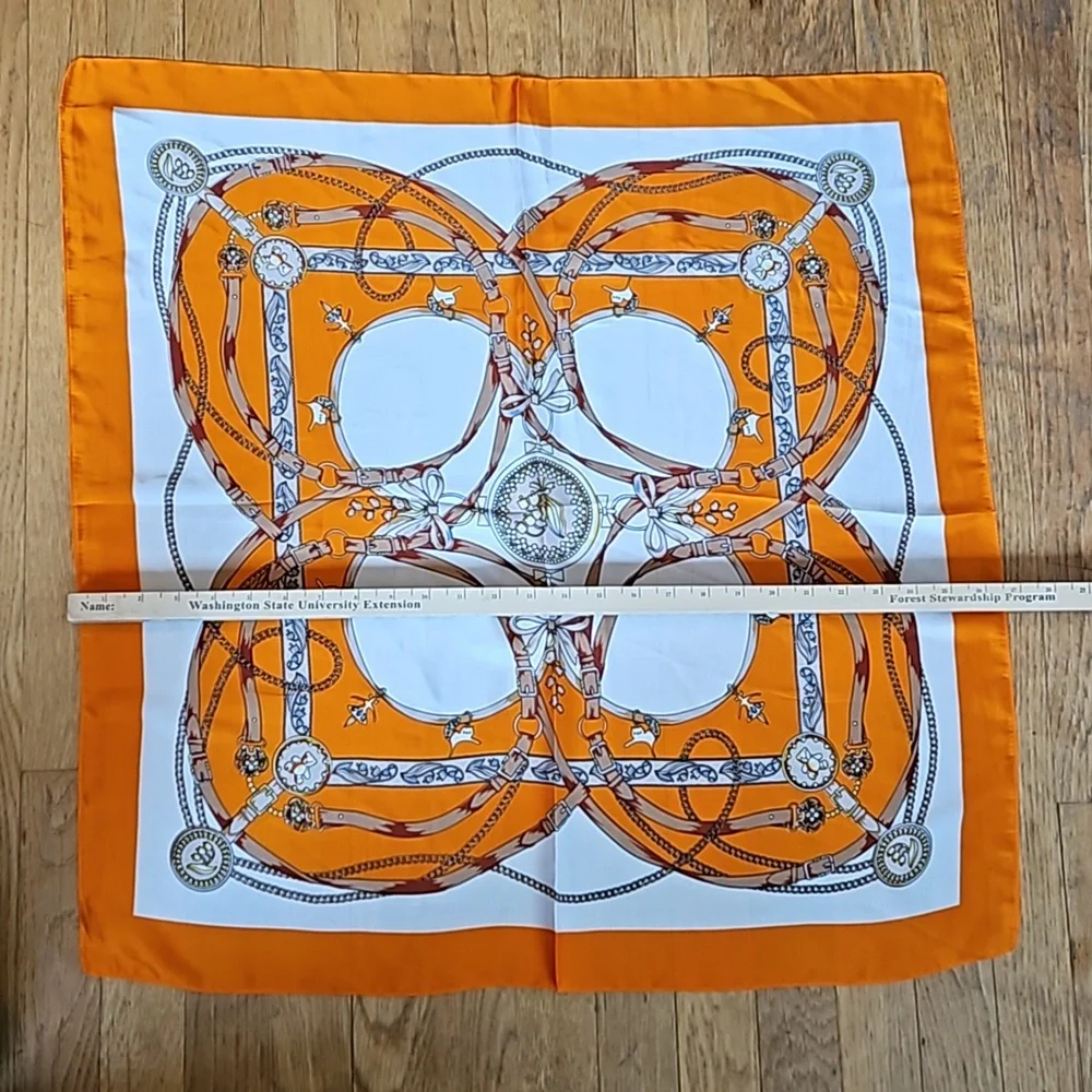 NWOT square orange chain strap scarf